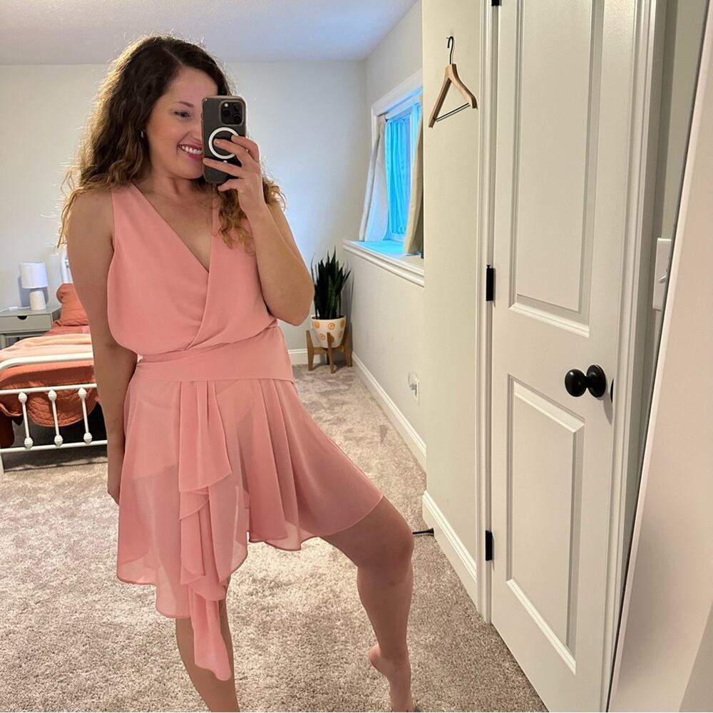 NWT Lovers and Friends Pink Asymmetric Mini Dress Medium - Picture 3 of 12